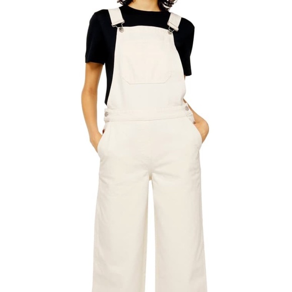 Boutique Topshop Wide Leg Cream Overalls